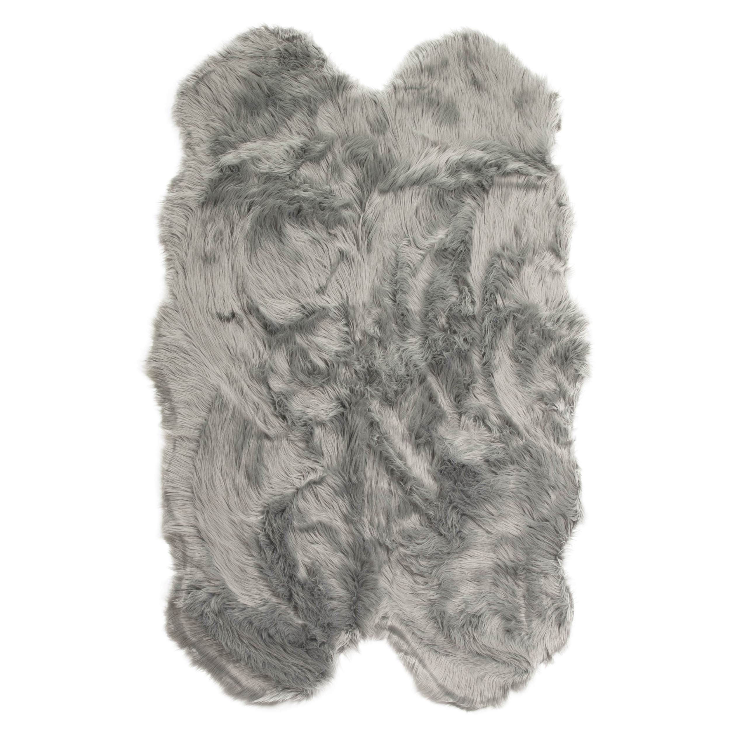 Silver Orchid Parrott Faux Fur Sheepskin Area Rug