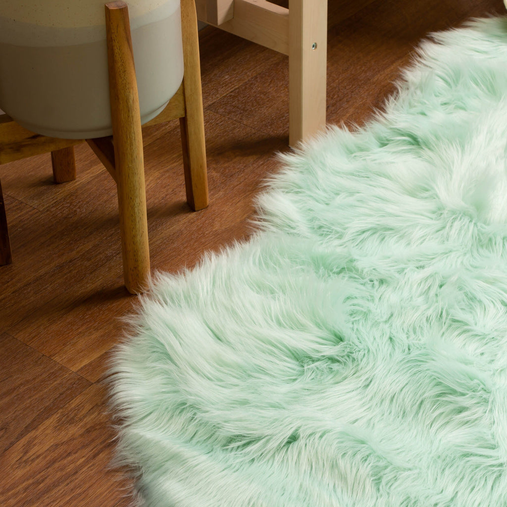 Silver Orchid Parrott Faux Fur Sheepskin Area Rug