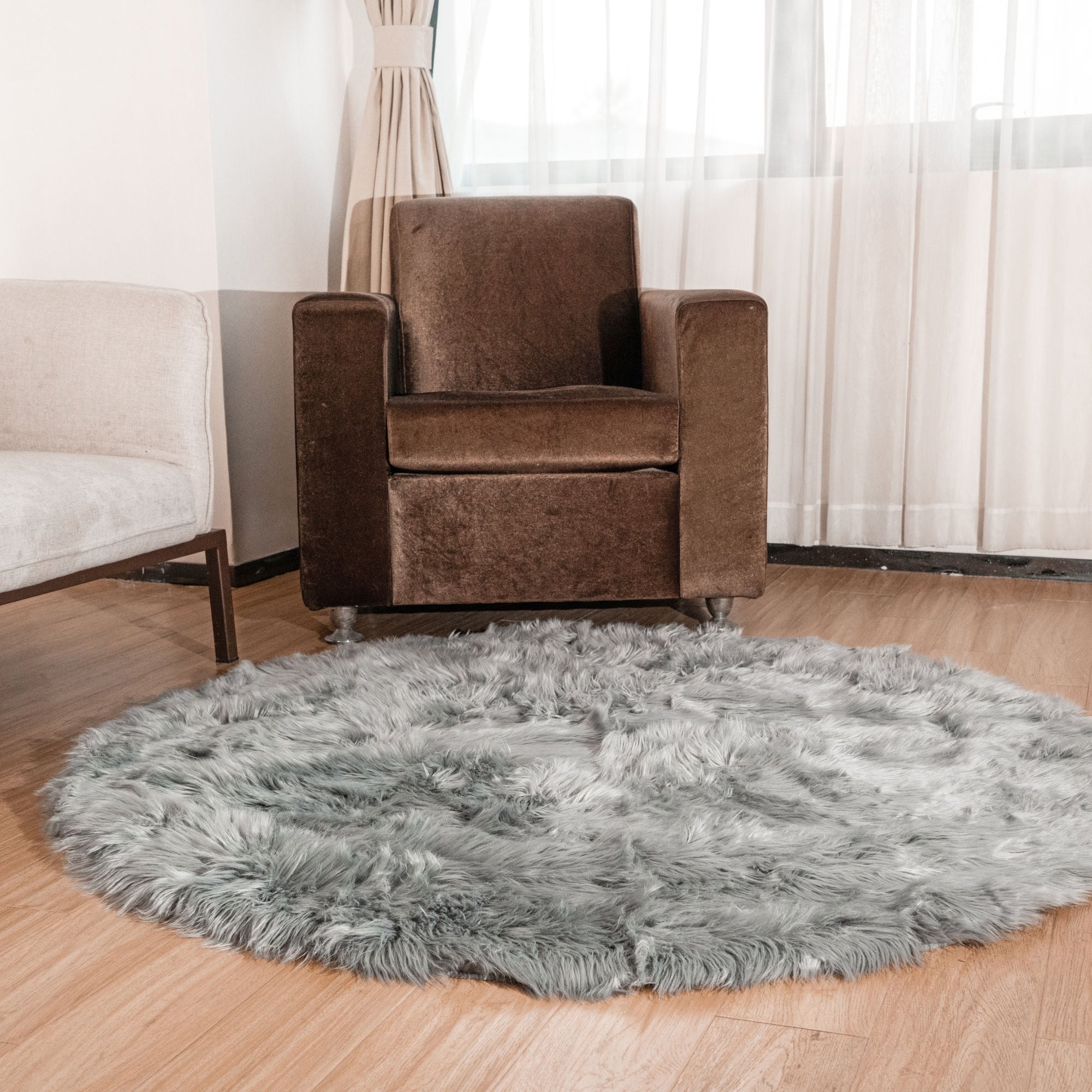 Silver Orchid Parrott Faux Fur Sheepskin Area Rug