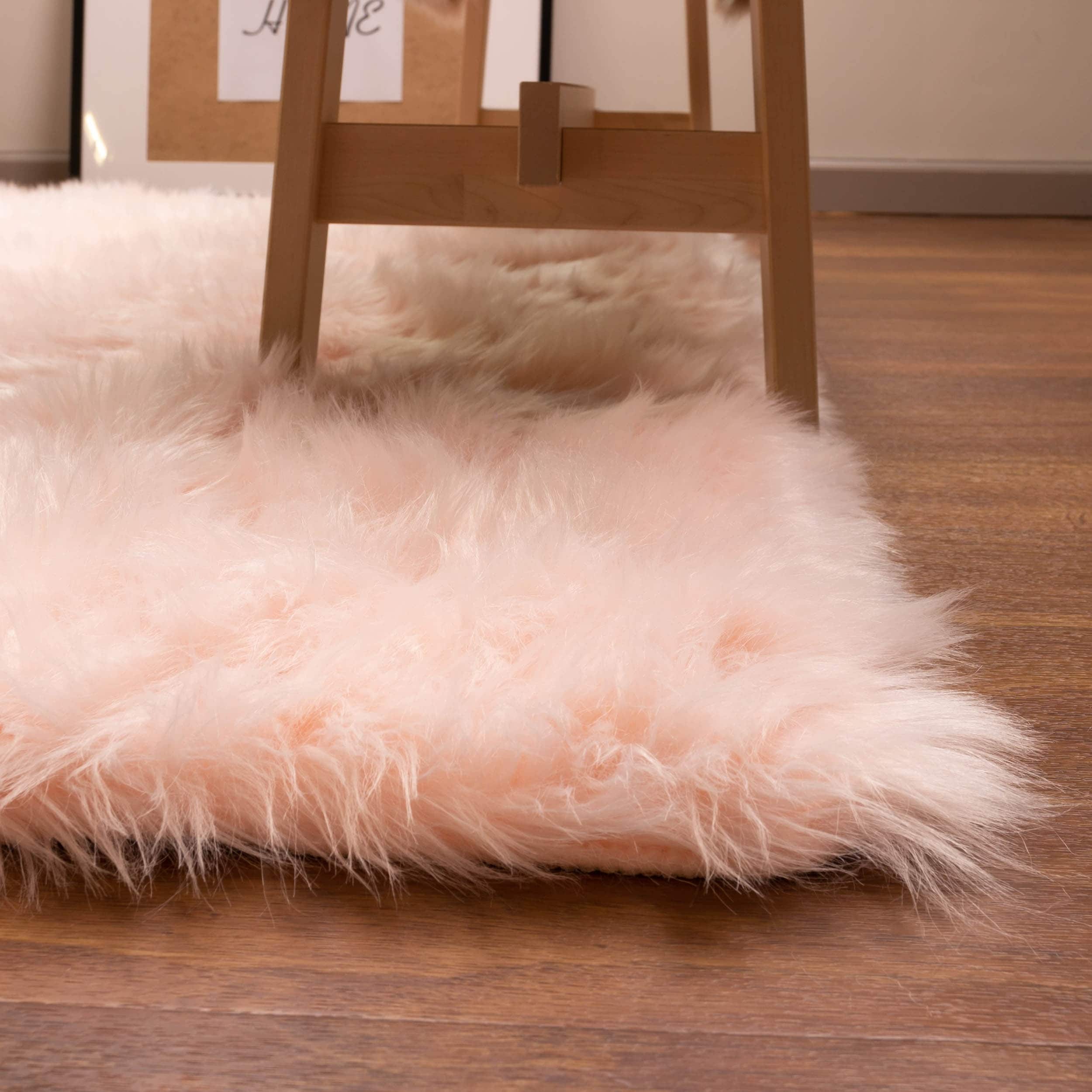 Silver Orchid Parrott Faux Fur Sheepskin Area Rug