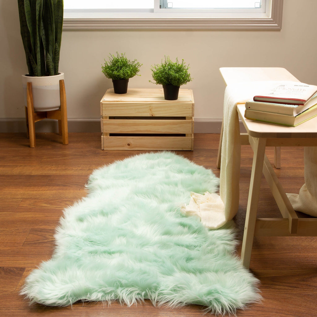 Silver Orchid Parrott Faux Fur Sheepskin Area Rug