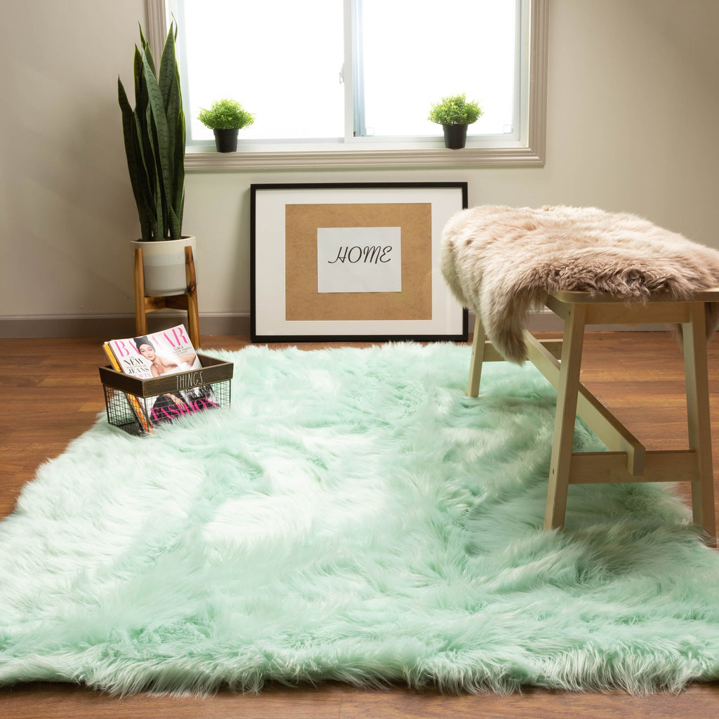 Silver Orchid Parrott Faux Fur Sheepskin Area Rug