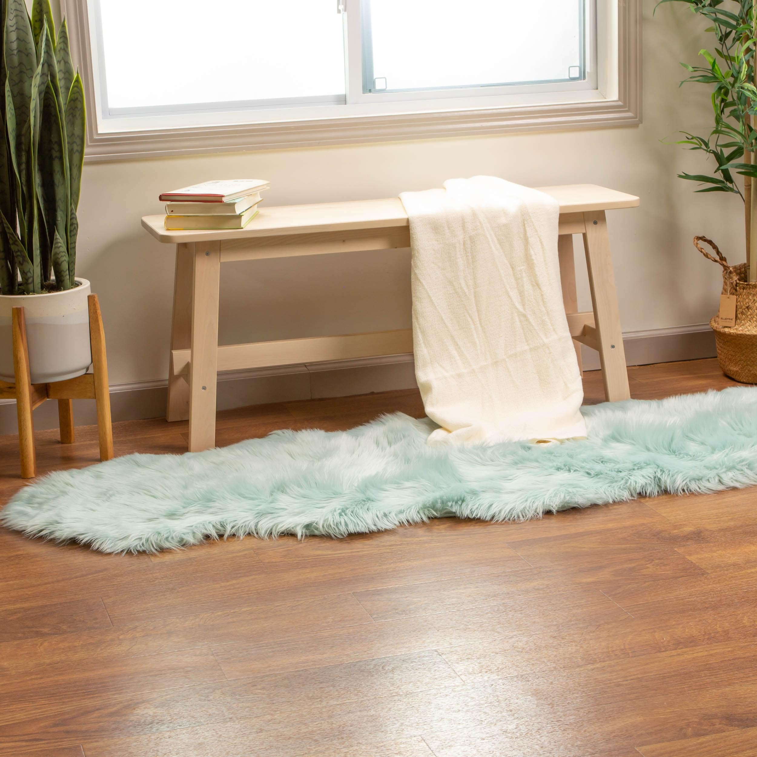 Silver Orchid Parrott Faux Fur Sheepskin Area Rug
