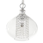 Silver Orchid Wallock Glass and Faceted Crystal Glass Jewels Plug-in and Hardwire Hanging Pendant