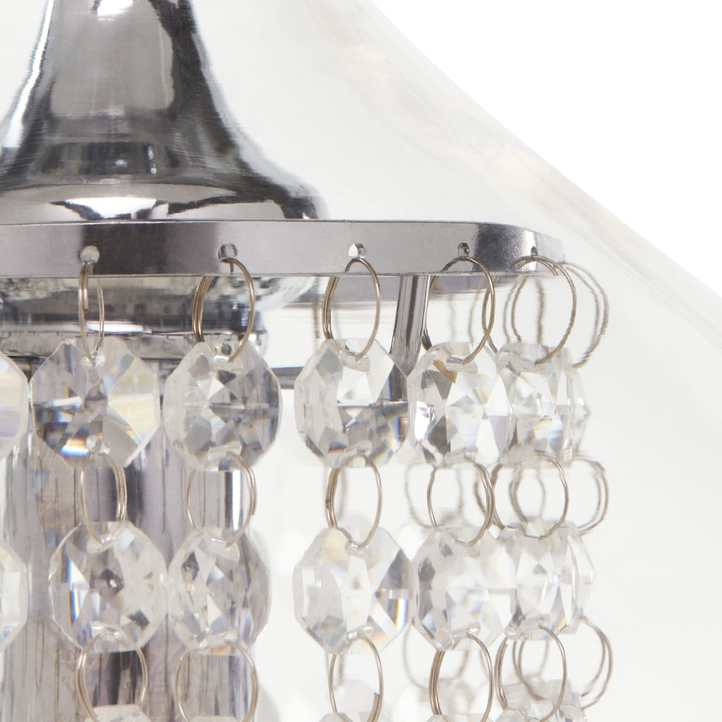 Silver Orchid Wallock Glass and Faceted Crystal Glass Jewels Plug-in and Hardwire Hanging Pendant