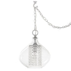 Silver Orchid Wallock Glass and Faceted Crystal Glass Jewels Plug-in and Hardwire Hanging Pendant