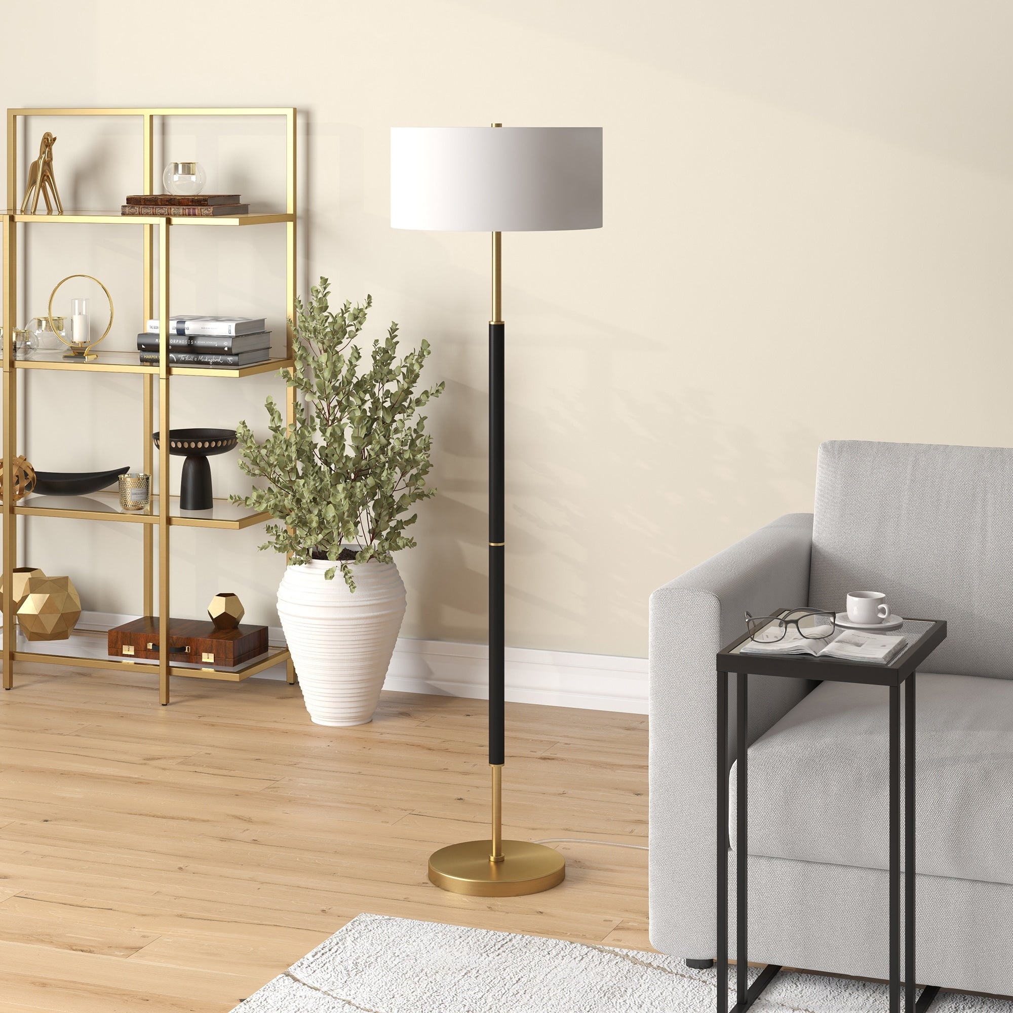 Simone 2-Light Floor Lamp with Fabric Shade