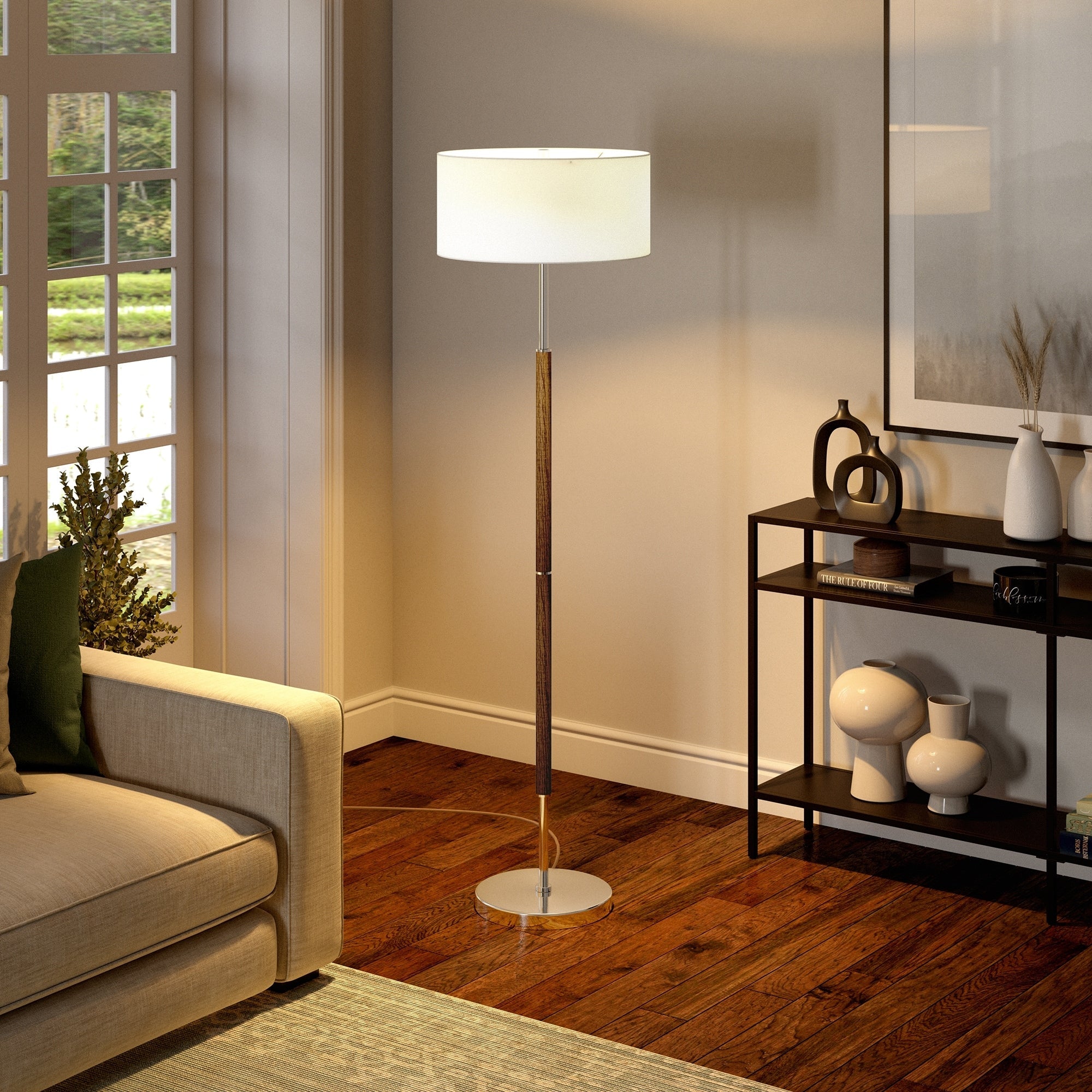 Simone 2-Light Floor Lamp with Fabric Shade