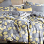 Porch & Den Woodgrove Grey/ Yellow Leaf Pattern Cotton Comforter Set