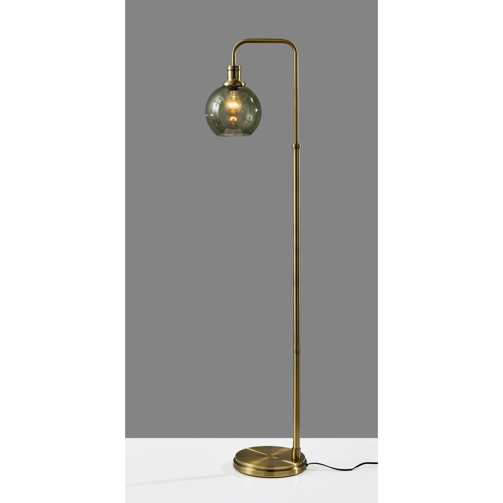 Smoked Glass Floor Lamp - Brass