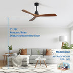 Sofucor 52 Indoor Wood Ceiling Fan Light with Remote, Integrated Light Optional