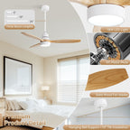 Sofucor 52 Indoor Wood Ceiling Fan Light with Remote, Integrated Light Optional