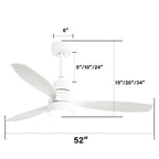 Sofucor 52 Indoor Wood Ceiling Fan Light with Remote, Integrated Light Optional