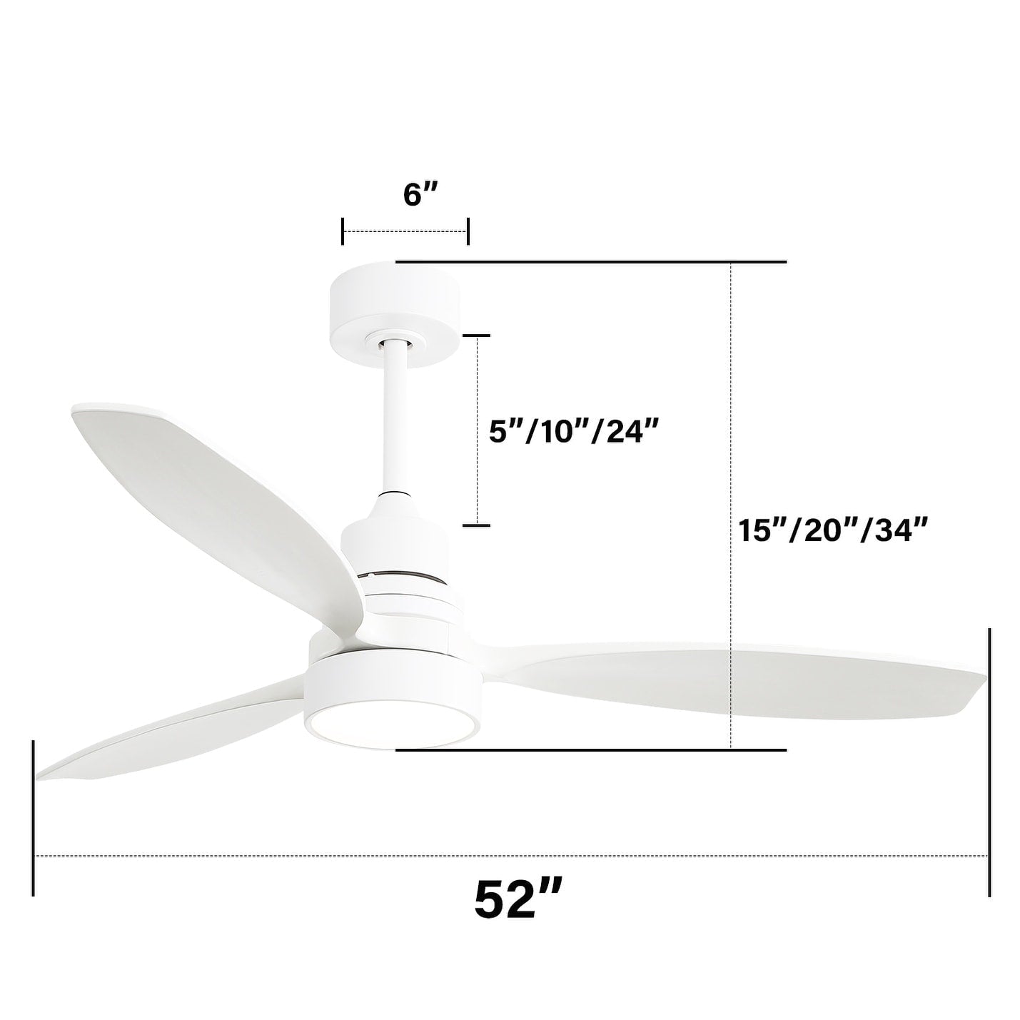 Sofucor 52 Indoor Wood Ceiling Fan Light with Remote, Integrated Light Optional