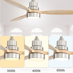 Sofucor 52 Indoor Wood Ceiling Fan Light with Remote, Integrated Light Optional