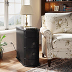 Solid Wood Chairside End Table, Two-Drawer Narrow Side Table Slim