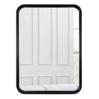 Round Corner Rectangle Farm Wall Mirror with Solid Wood Frame