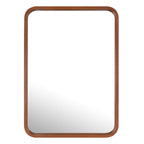 Round Corner Rectangle Farm Wall Mirror with Solid Wood Frame