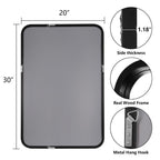 Round Corner Rectangle Farm Wall Mirror with Solid Wood Frame