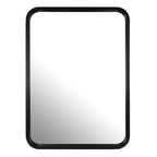 Round Corner Rectangle Farm Wall Mirror with Solid Wood Frame