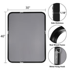 Round Corner Rectangle Farm Wall Mirror with Solid Wood Frame