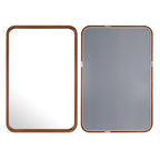 Round Corner Rectangle Farm Wall Mirror with Solid Wood Frame