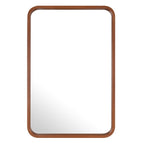 Round Corner Rectangle Farm Wall Mirror with Solid Wood Frame