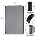 Round Corner Rectangle Farm Wall Mirror with Solid Wood Frame