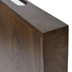 KINWELL Square Black Walnut Wood Serving Tray Ottoman Tray with Handles