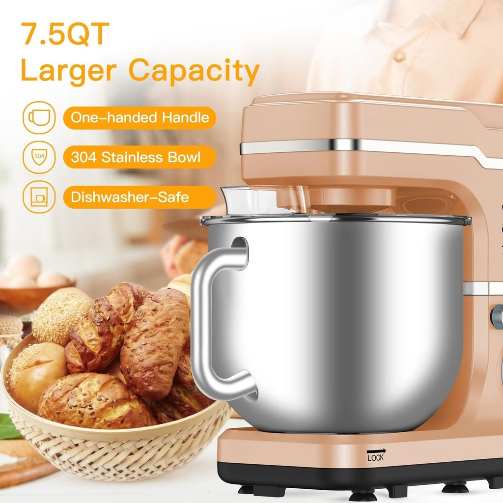 Stand Mixer - 7.5QT Capacity, 10-Speed Settings, 660W Motor