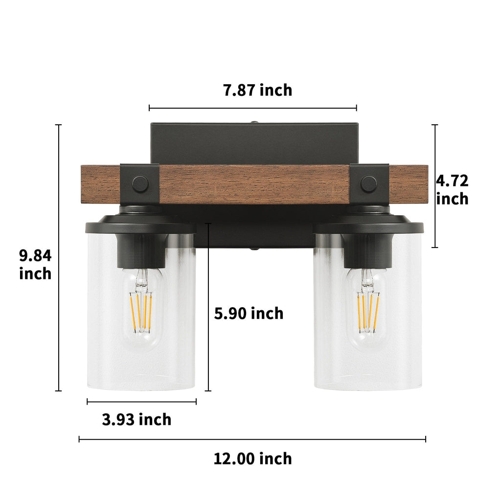 Starsky 2/3/4-Light Modern Farmhouse Dimmable Bathroom Glass Vanity Light with Clear Cylinder Shade