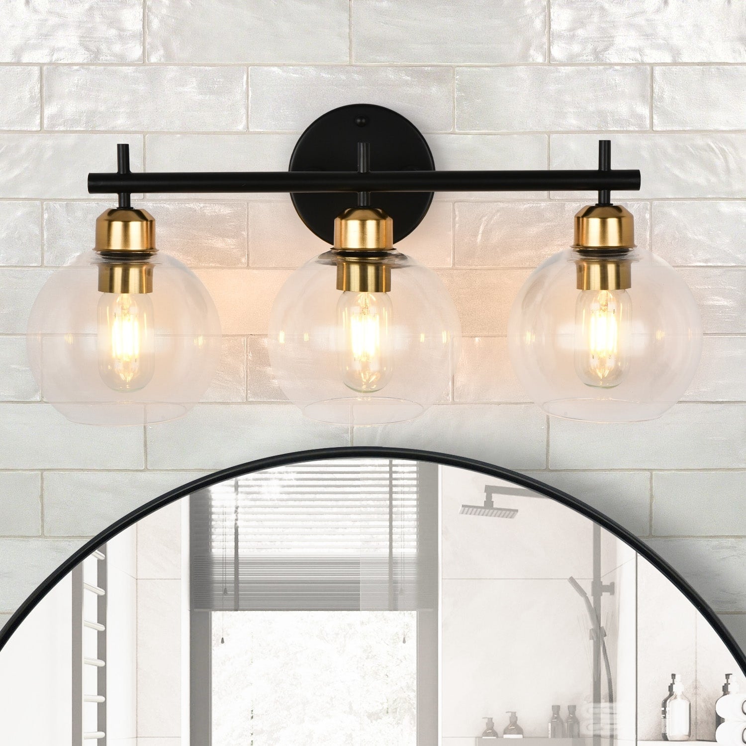 Starsky 4-Lights Modern Dimmable Bathroom Vanity Light with Globe Glass Shade