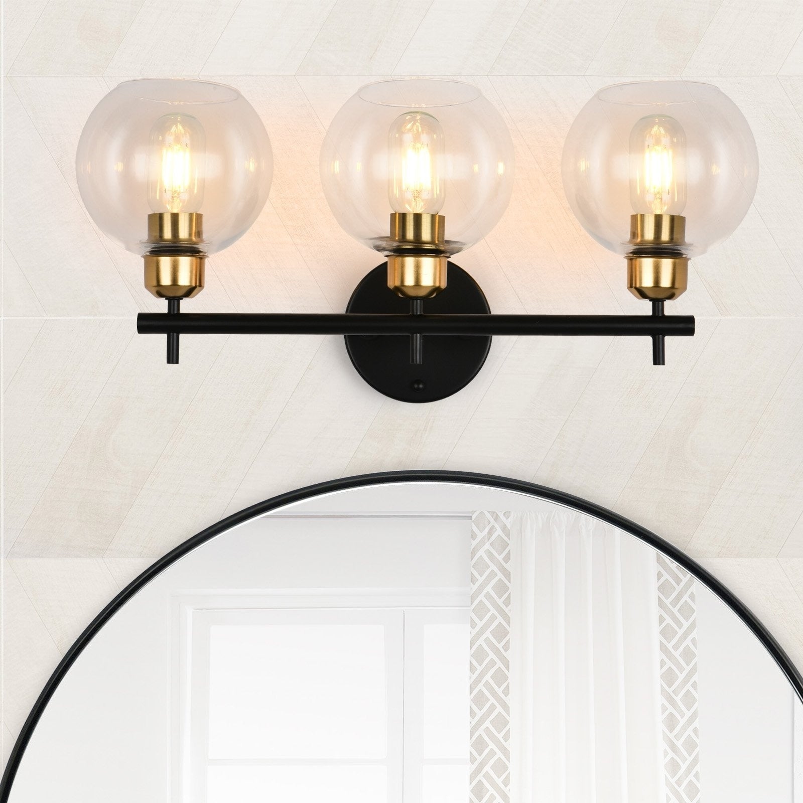 Starsky 4-Lights Modern Dimmable Bathroom Vanity Light with Globe Glass Shade