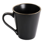 Stoneware Dinnerware 16 Piece Set in Black with Gold Rim