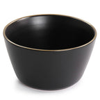 Stoneware Dinnerware 16 Piece Set in Black with Gold Rim