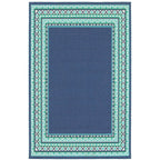 Style Haven Martinque Green Bordered Navy Indoor/ Outdoor Area Rug~