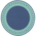 Style Haven Martinque Green Bordered Navy Indoor/ Outdoor Area Rug~