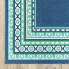 Style Haven Martinque Green Bordered Navy Indoor/ Outdoor Area Rug~