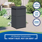 Suncast 30 Gallon Hideaway Trash Waste Bins for Outdoor, Cyberspace