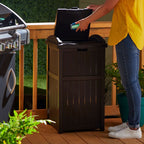 Suncast 30 Gallon Hideaway Trash Waste Bins for Outdoor, Cyberspace