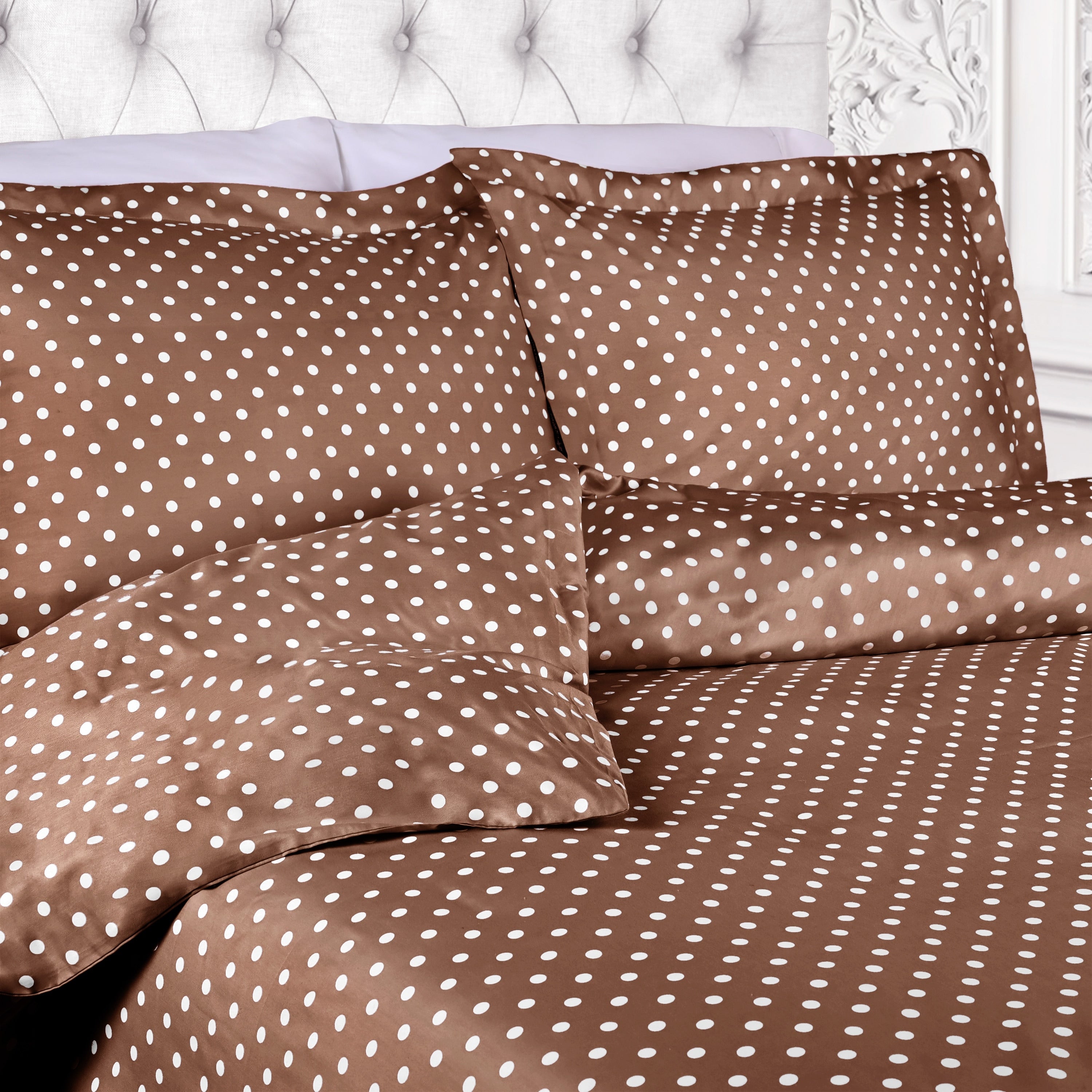 Superior Thread Count 600TC Polka Dot Cotton Blend Duvet Cover Set