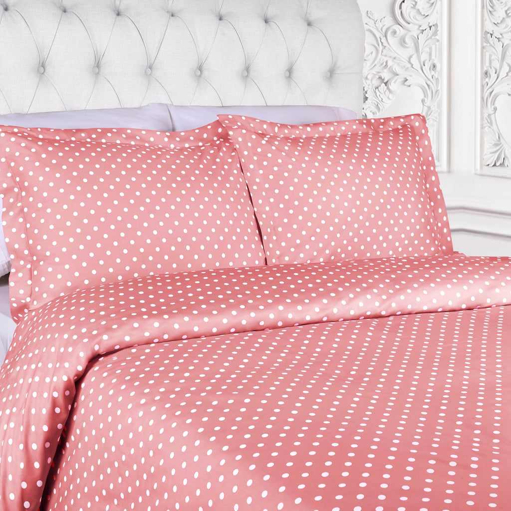 Superior Thread Count 600TC Polka Dot Cotton Blend Duvet Cover Set