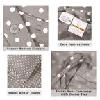 Superior Thread Count 600TC Polka Dot Cotton Blend Duvet Cover Set