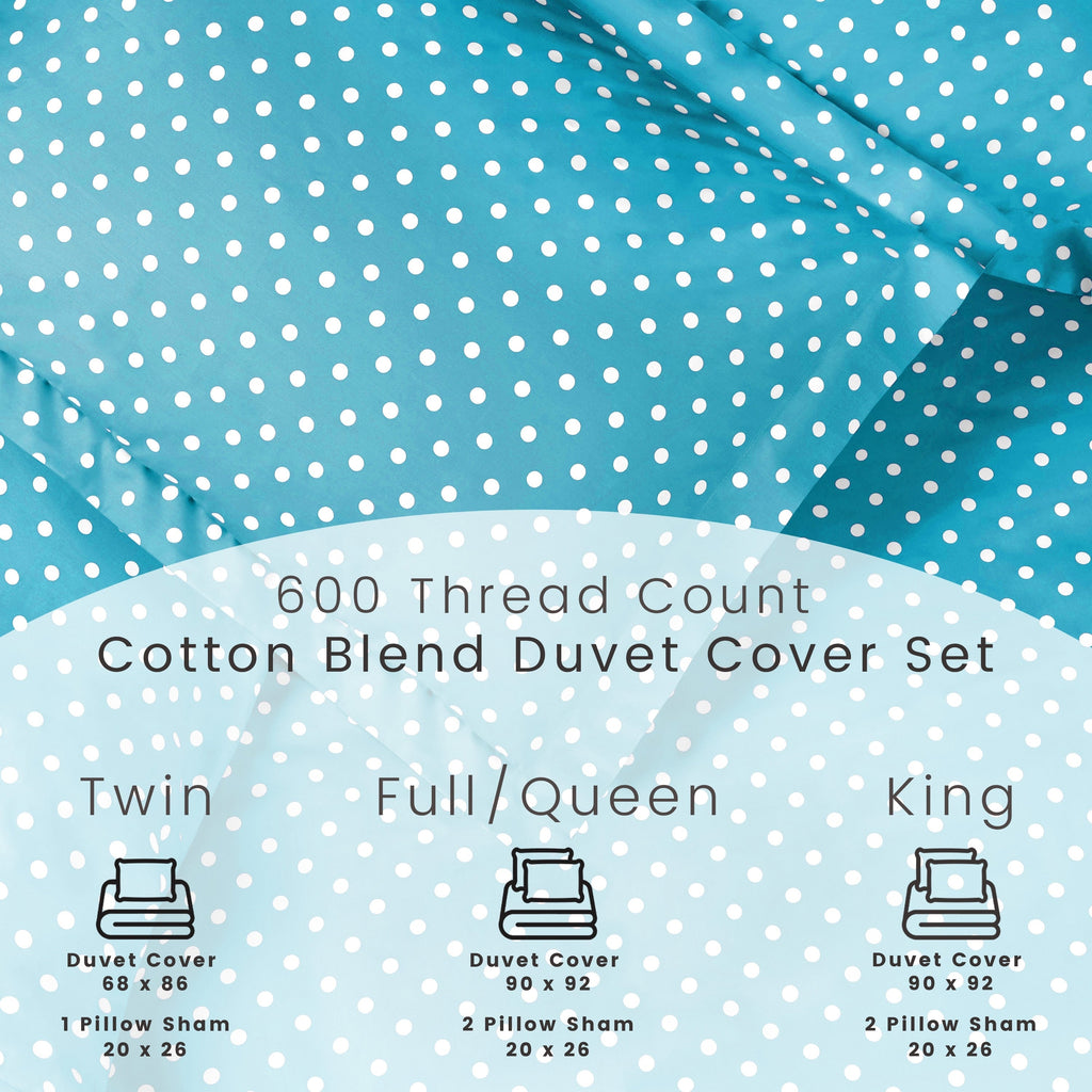 Superior Thread Count 600TC Polka Dot Cotton Blend Duvet Cover Set