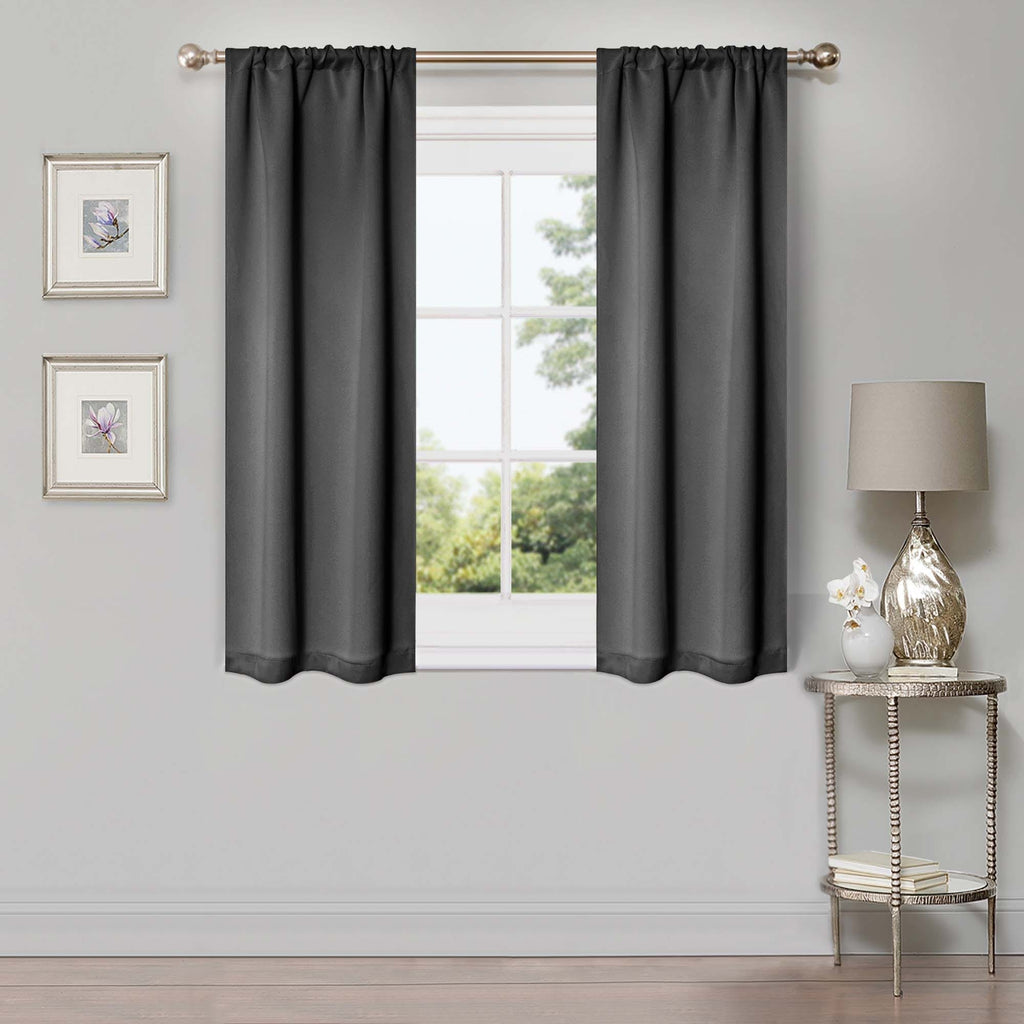 Superior Modern Solid Washable Room Darkening Blackout Curtains, Set of 2 Panels