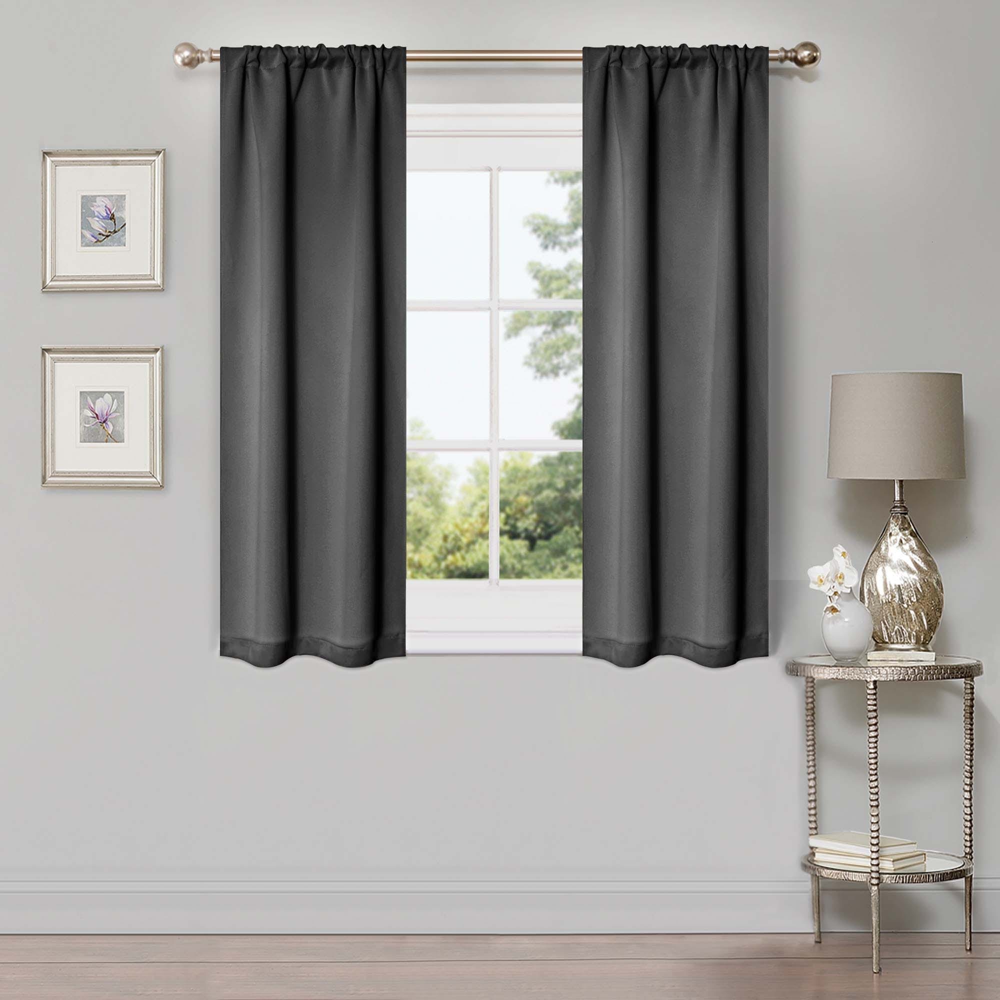 Superior Modern Solid Washable Room Darkening Blackout Curtains, Set of 2 Panels
