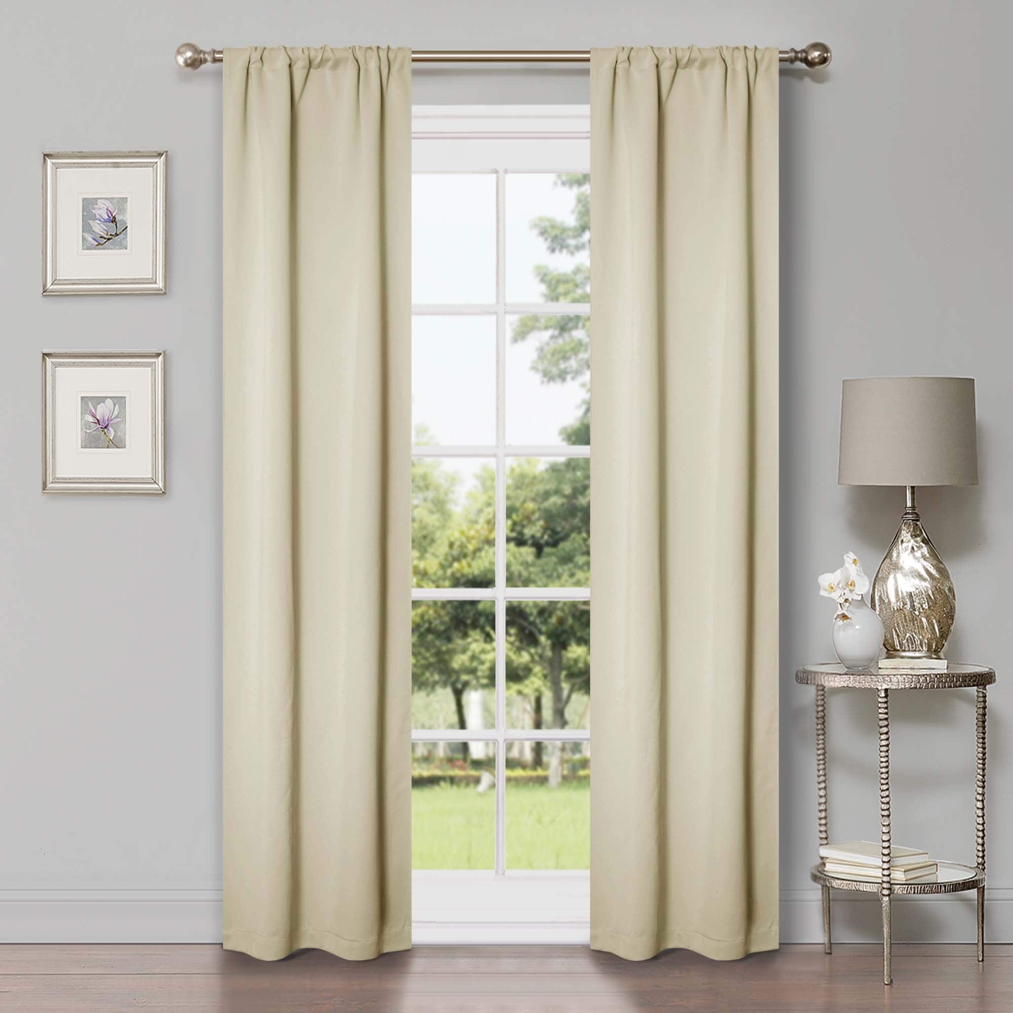 Superior Modern Solid Washable Room Darkening Blackout Curtains, Set of 2 Panels