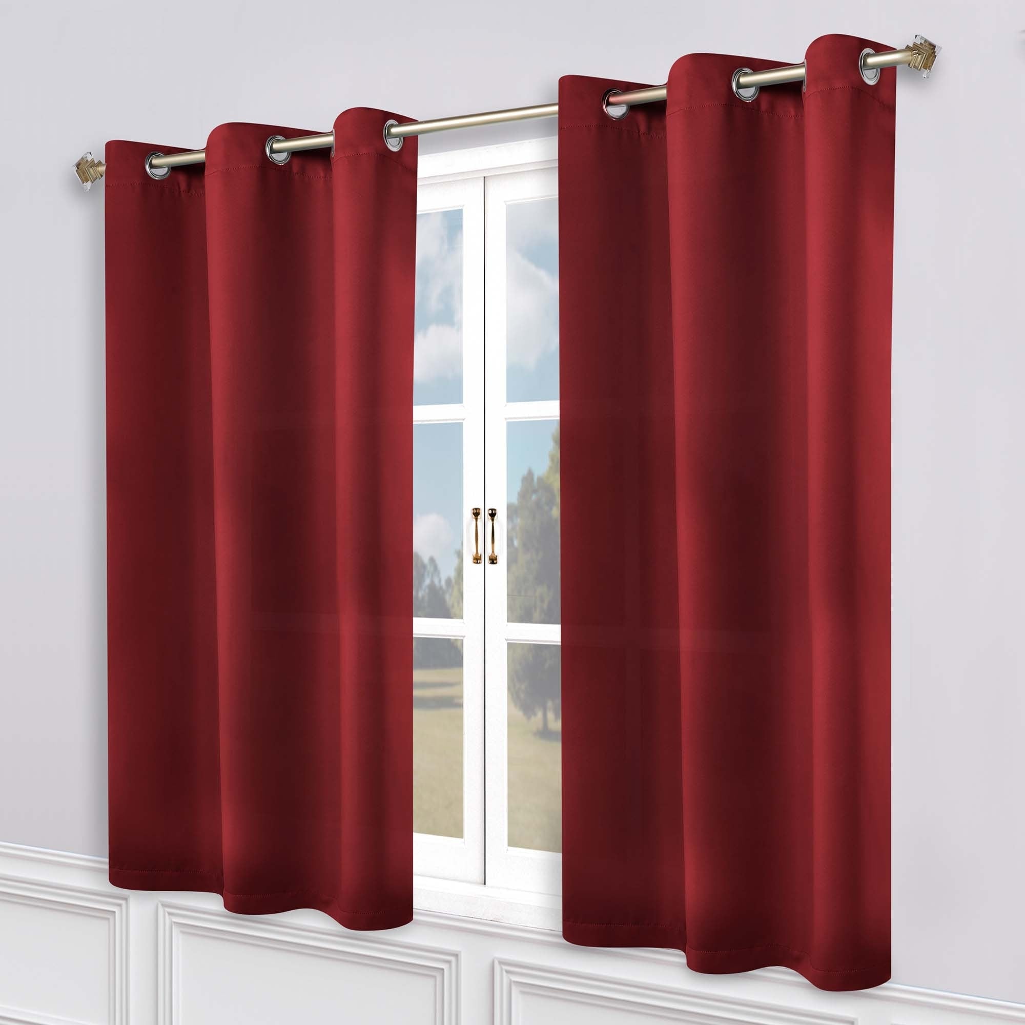 Superior Modern Solid Washable Room Darkening Blackout Curtains, Set of 2 Panels
