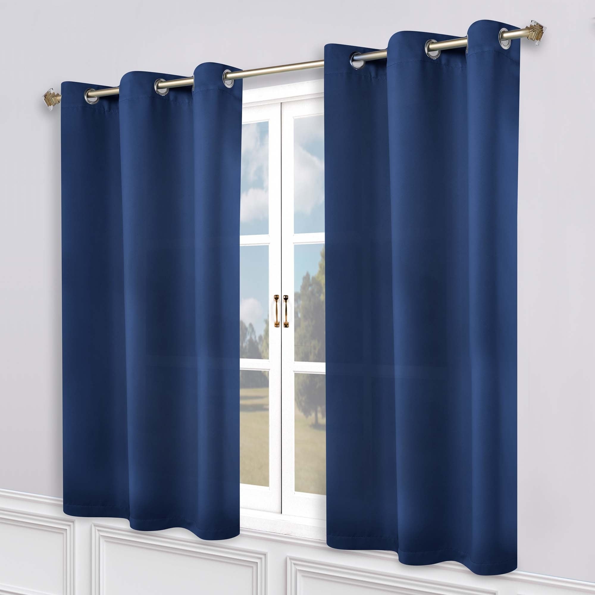 Superior Modern Solid Washable Room Darkening Blackout Curtains, Set of 2 Panels