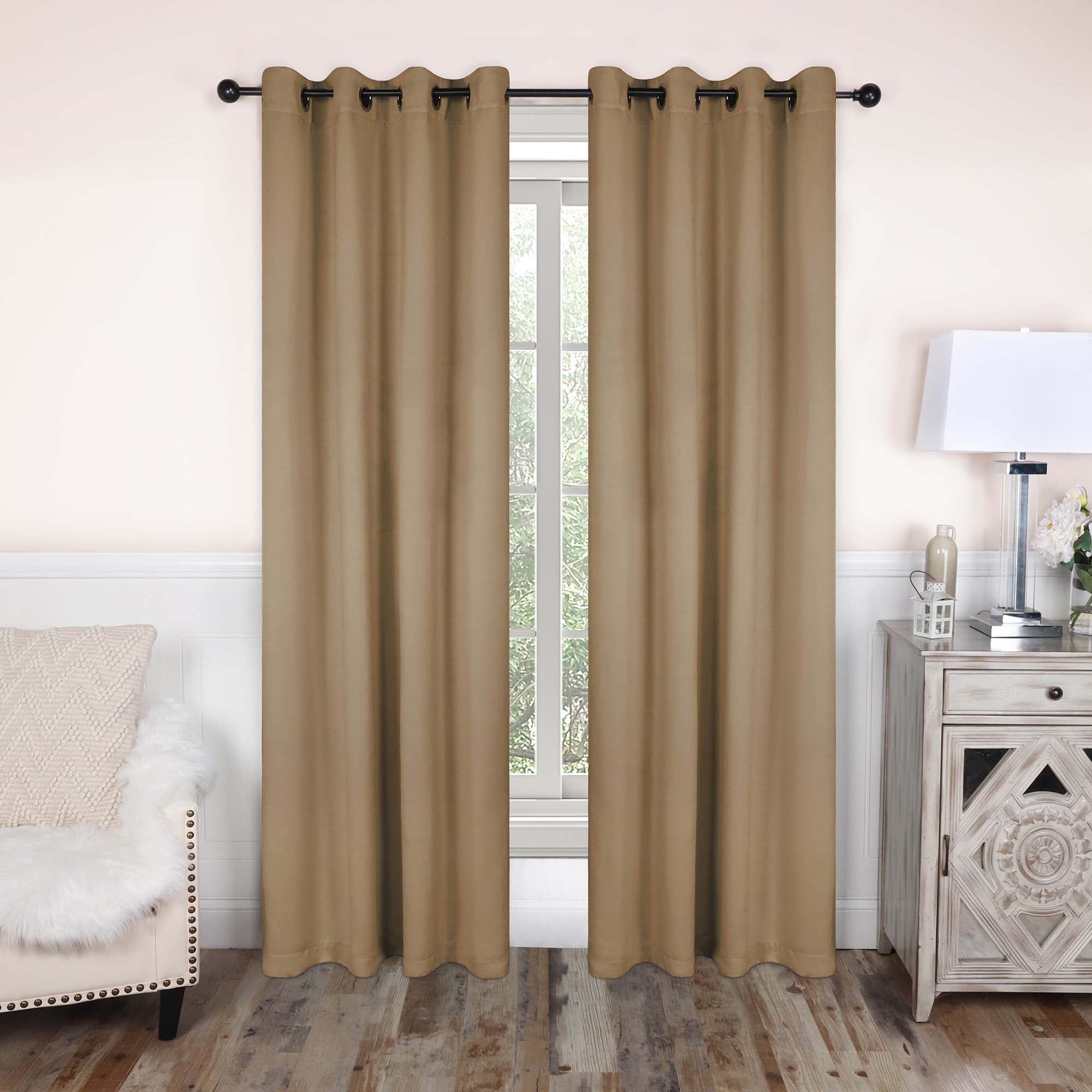 Superior Modern Solid Washable Room Darkening Blackout Curtains, Set of 2 Panels